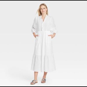 White Balloon Long Sleeve Dress - Who What Wear